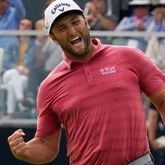 Jon Rahm, of Spain, reacts to making his birdie putt on the 18th green to win the U.S. Open Golf Championship, Sunday, June 20, 2021, at Torrey Pines Golf Course in San Diego. (Gregory Bull/AP)