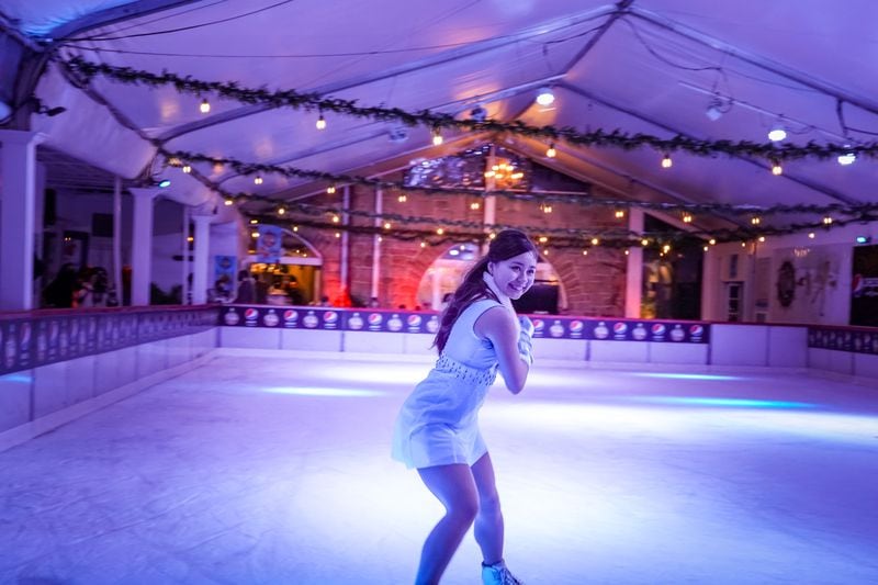 A talented skater practices her routine at the rink at Park Tavern. 
Courtesy of Park Tavern.