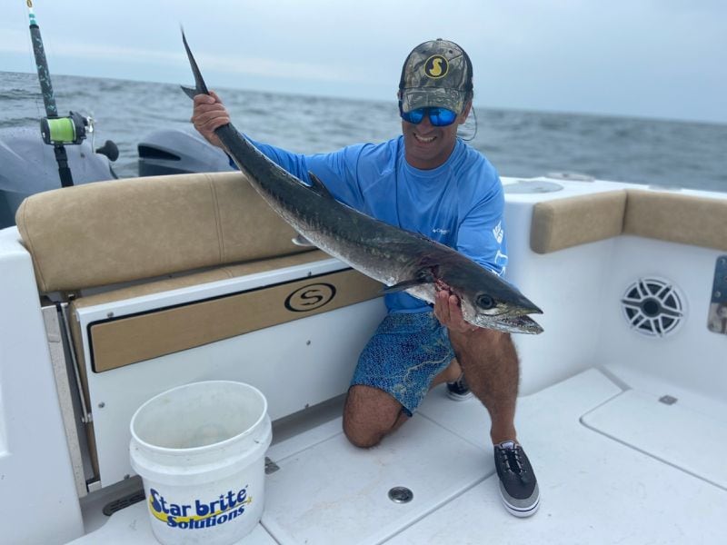 An angler catches a kingfish in Tybee Island. 
Courtesy of American Fishing Charters
