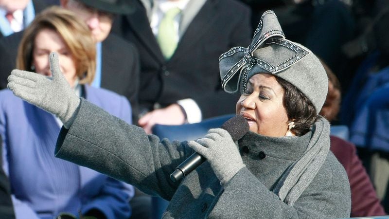  Aretha Franklin sings during the inauguration of Barack Obama as the 44th president of the United States of America on the West Front of the Capitol on Jan. 20, 2009, in Washington, DC. (Photo by Mark Wilson/Getty Images)