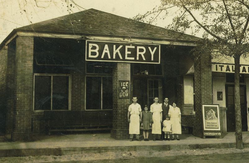 Claxton Bakery has been in the same location on Main Street in Claxton since its founding in 1910 by Italian immigrant Savino Tos (second from right). Courtesy of Claxton Bakery