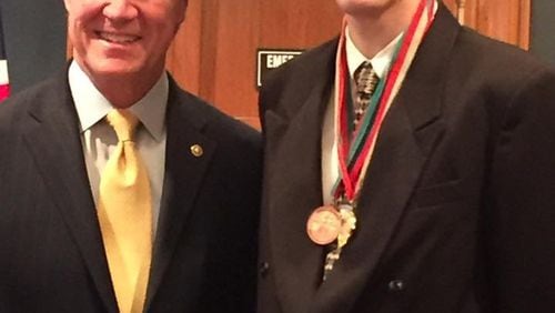 In February, Michael Holland of Douglasville traveled to Washington, D.C., to talk up the Special Olympics with lawmakers, including U.S. Sen. David Perdue of Georgia. Holland has been participating in Special Olympics Georgia for 13 years. CONTRIBUTED