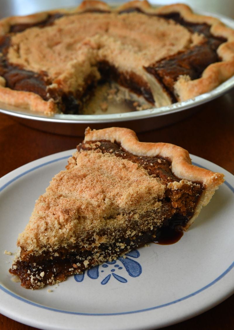 Mrs. Fox's Shoofly Pie, from Leah Parris, owner of vegan bakery Flour + Time, is one of her vegan treats tied to somebody whom Parris' family knew. (Styling by Leah Parris / Chris Hunt for the AJC)