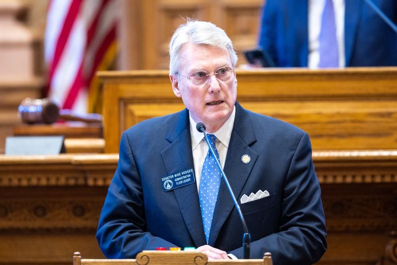 State Sen. Mike Hodges, R-Brunswick, speaks about tax credit bill (House Bill 162) at the Senate in Atlanta on Tuesday, March 14, 2023. (Arvin Temkar/The Atlanta Journal-Constitution)
