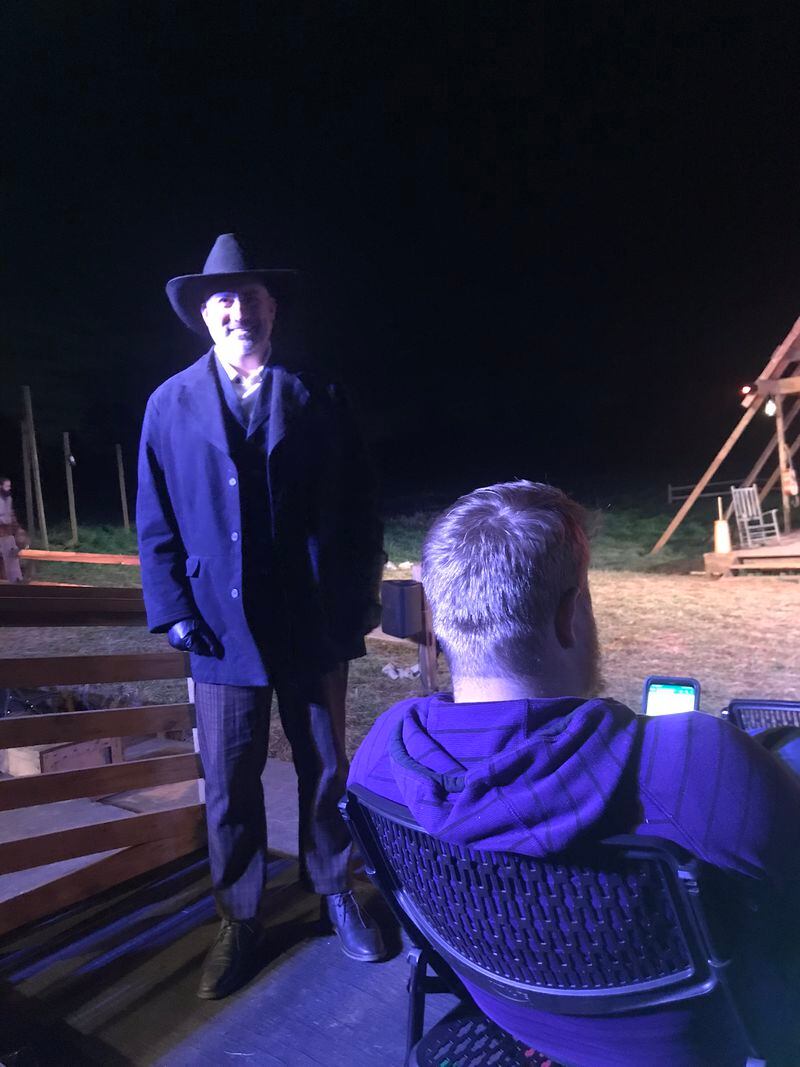 Taylor Hicks right before the start of the dress rehearsal of "Shenandoah" at Serenbe Playhouse in a field in Chattahoochee Hills on March 12, 2019.