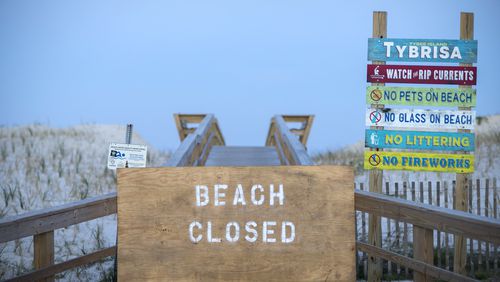 TYBEE ISLAND, GA - APRIL 3, 2020: Tybee Island’s beach entrances were closed to the public until Gov. Brian Kemp’s executive order required local authorities open the beaches for exercise outside, with social distancing of at least 6 feet. (AJC Photo/Stephen B. Morton)