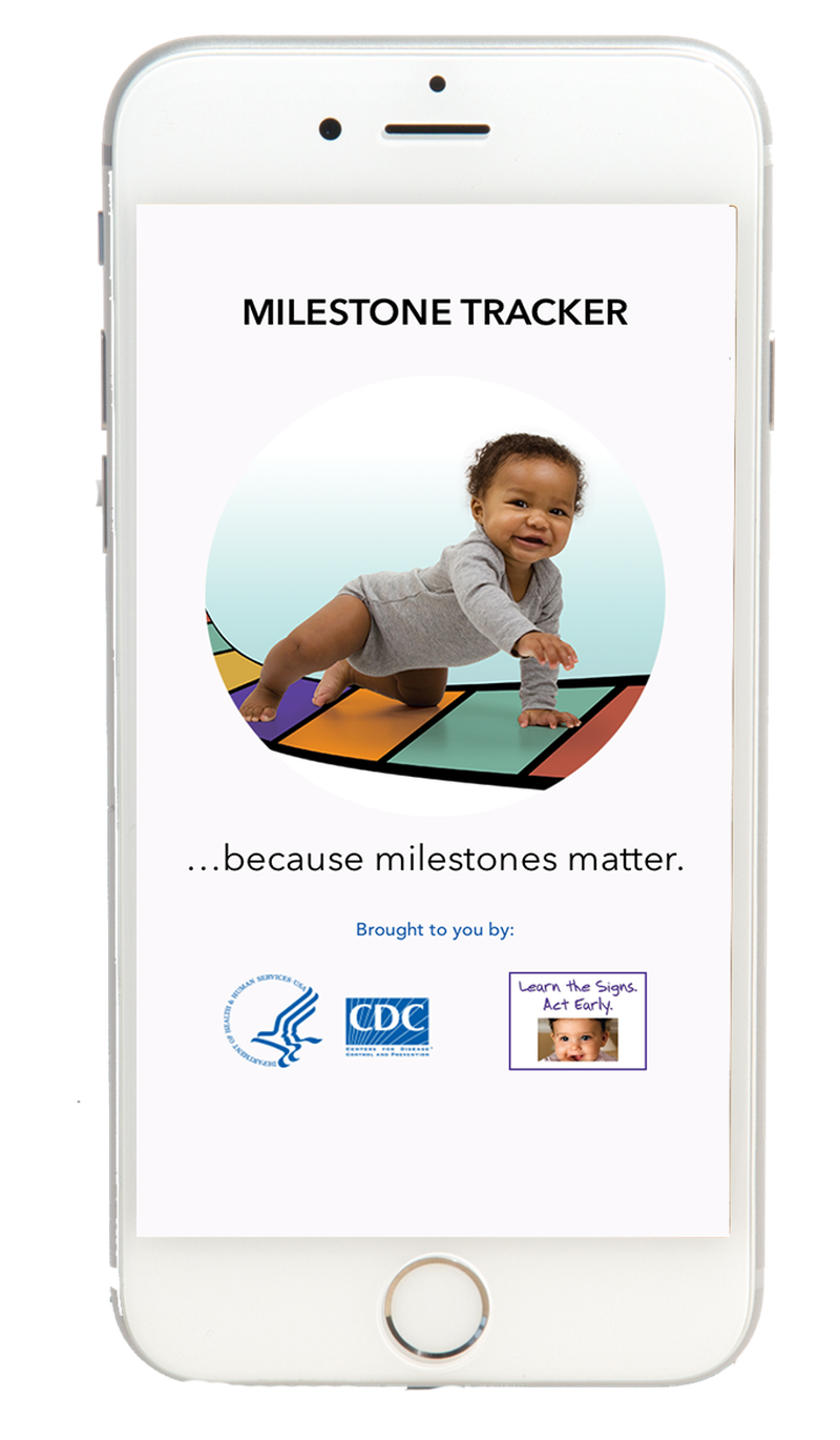 Opening screen of the new CDC app that lets you track milestones in your children's development. CDC HANDOUT