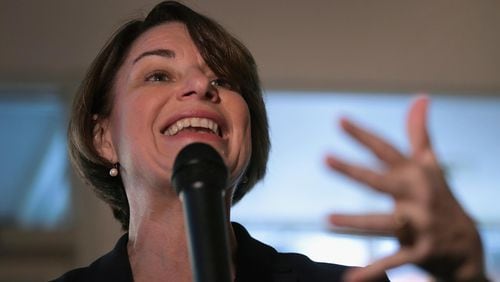U.S. Sen. Amy Klobuchar, D-Minn., at a campaign stop in Mason City, Iowa, earlier this week. The stop was her first in the state as a presidential candidate seeking the 2020 Democratic nomination. Scott Olson/Getty Images