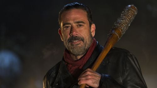 Jeffrey Dean Morgan as Negan made his introduction in the final minutes of the season 6 finale of 'The Walking Dead." CREDIT: AMC