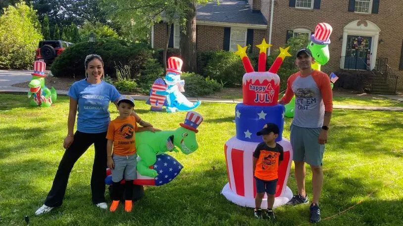 The Torres family just completed decorating the yard for Fourth of July. (Photo Courtesy of Cathy Cobbs)