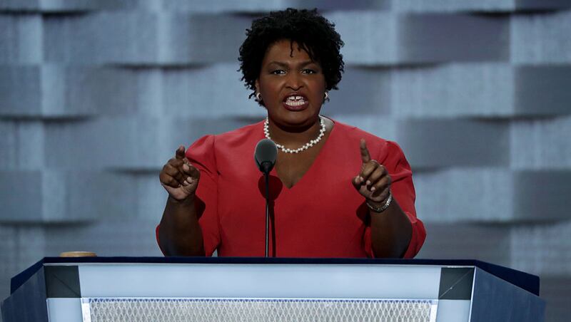 PHILADELPHIA, PA - House Minority Leader for the Georgia General Assembly and State Representative, Stacey Abrams delivers a speech on the first day of the Democratic National Convention at the Wells Fargo Center, July 25, 2016 in Philadelphia, Pennsylvania.  (Photo by Alex Wong/Getty Images)