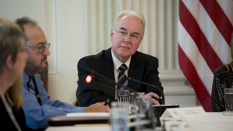 Health and Human Services Secretary Tom Price at a discussion on the opioid crisis, at the White House in Washington, Sept. 28, 2017. Following reports that he recently racked up at least $400,000 in private jet flights, Price said on Thursday that he would reimburse the government for the cost of the travel and stop taking private charter planes. (Doug Mills/The New York Times)
