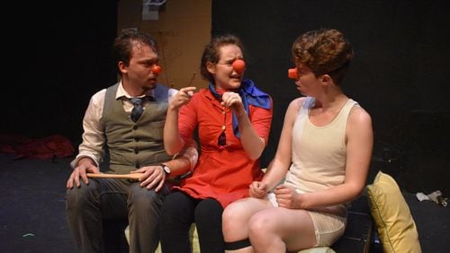 Nathan Ray (from left), Julia Byrne and Tommy Sullivan-Lovett in "Business Doing Pleasure With You” at the 2022 Atlanta Fringe Festival.