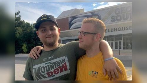 Georgia Southern students Garrett Harris (left) and Jack Deacon Harris were killed in a car crash on I-16 Sunday, the GSP said.