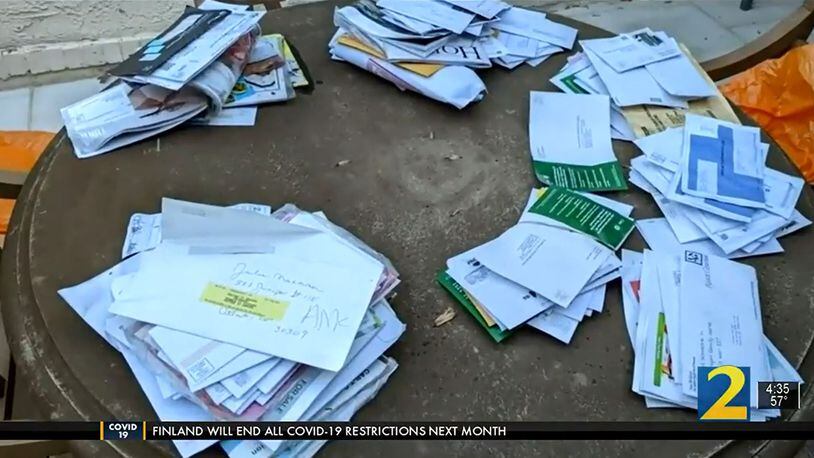 This is a photo of mail that was dumped in a ravine in a DeKalb County neighborhood.