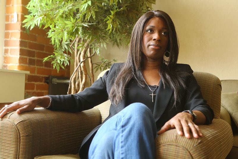 Ashley Diamond, the transgender woman who has made national headlines for her legal battle against Georgia's prison system, answers questions during an AJC interview after being paroled in 2015. Curtis Compton / ccompton@ajc.com
