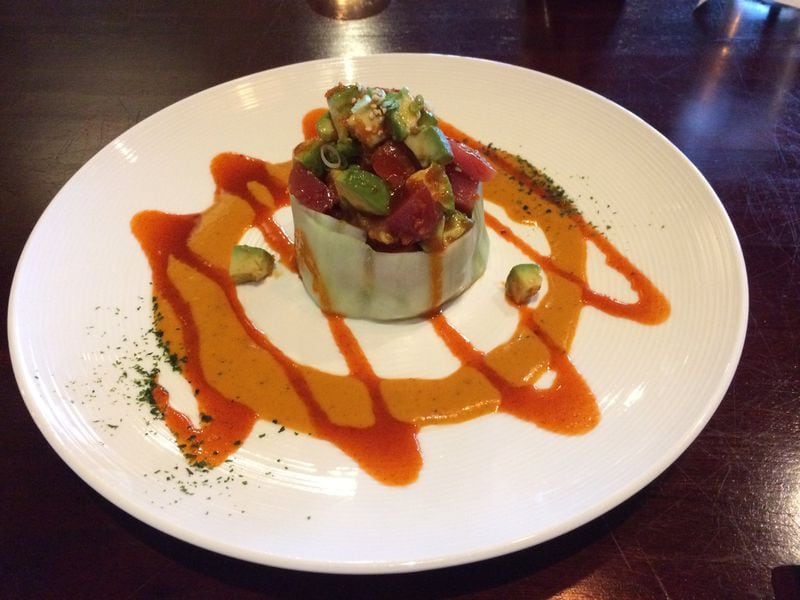 Natsu Sushi Bar & Ocean Grill serves its Tuna & Avocado appetizer in a vessel of shaved cucumber. CONTRIBUTED BY WENDELL BROCK