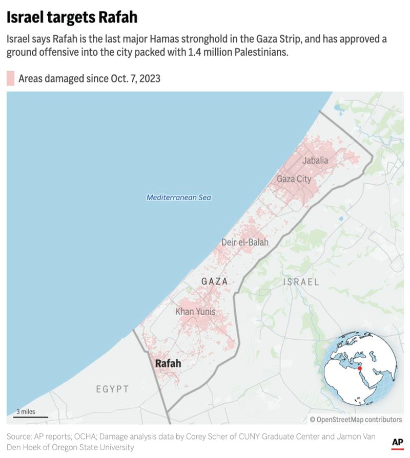 Israel says it will send forces into Rafah to destroy the military capabilities of Hamas, which attacked Israel from Gaza last year. (AP Digital Embed)