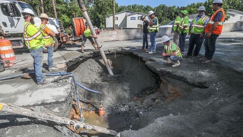 A sinkhole opened Wednesday on Buford Highway as a result of a water main break, according to officials.