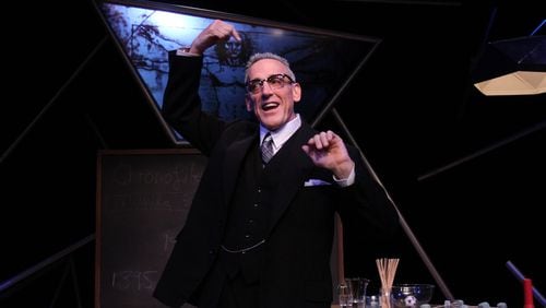 Seen here in the one-man show, "R. Buckminster Fuller: The History (And Mystery) of the Universe," Tom Key , actor, writer and artistic director of the Theatrical Outfit since 1995, will step down from his responsibilities at the theater in 2020. CONTRIBUTED: BREANNE CLOWDUS