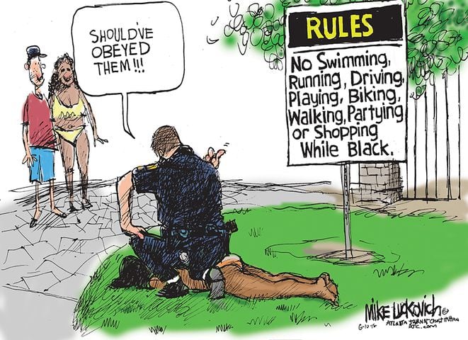 Luckovich Cartoon: Rule-Breaker