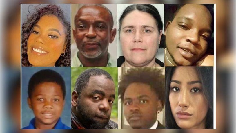 Here are some of the victims of this year's homicides in Atlanta. Top row, from left: Justine Bernard, Lenwood Colbert, Katherine Janness and Vernon Harper. Bottom row: David Mack, Taurean Sanders, Lorenzo Capers and Mariam Abdulrab.