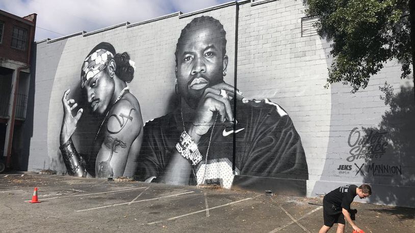 A 30-foot-tall mural of Atlanta hip-hop legends OutKast was painted on the side of a building in Atlanta's Little Five Points neighborhood. TYLER ESTEP / TYLER.ESTEP@AJC.COM