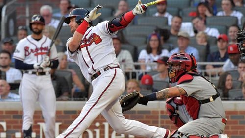 Braves third baseman Josh Donaldson hits a solo home run.  (Hyosub Shin / Hyosub.Shin@ajc.com)