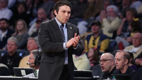 Georgia Tech Yellow Jackets head coach Josh Pastner reacts to a play during the second half against the Wake Forest Demon Deacons at McCamish Pavilion.