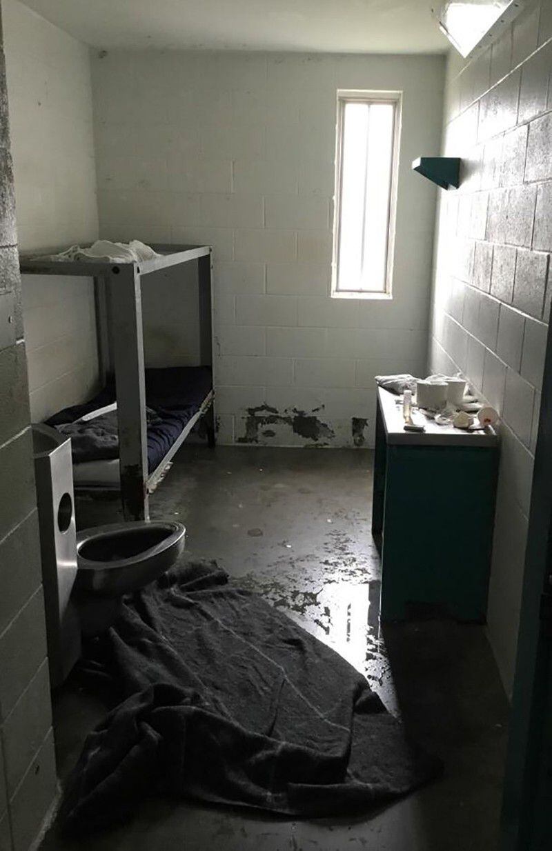 Some inmates at the South Fulton Municipal Regional Jail use their issued bedding to soak up water that floods the cell floors, according to a federal lawsuit filed in April by the Georgia Advocacy Office and two women being held there. Inmates who use their bedding to clean up flooding are left with no sheets or blankets to sleep on, the lawsuit says. This image is included in the federal lawsuit.