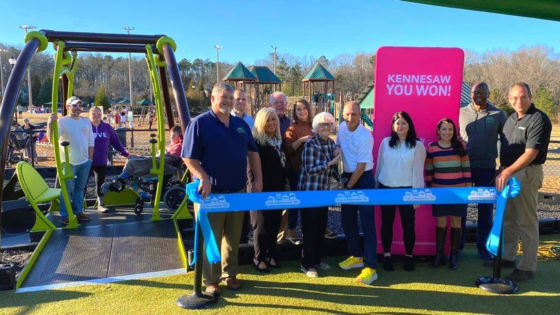 An inclusive swing has been opened at Kennesaw's Swift-Cantrell Park, 3140 Old 41 Highway, making the park's inclusive playground among the largest in the state. (Courtesy of Kennesaw)