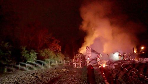 A barn fire in the 3900 block of P Davidson Road in east Hall County killed 17 cows Friday.