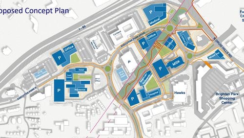 An initial design plan for Emory’s new complex in Executive Park. (Photo: Courtesy of Emory University)