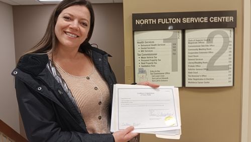Caitlin Philpot got her notary public commission Feb. 1, 2024, on her third try. The Roswell resident had to come back to Fulton County offices due to effects of a weekend cyberattack.