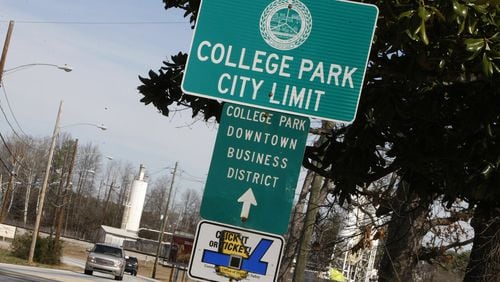 A sign on Highway 29 heading north into College Park marks the city limit. Six people are running for mayor in the city. CURTIS COMPTON / CCOMPTON@AJC.COM AJC FILE PHOTO