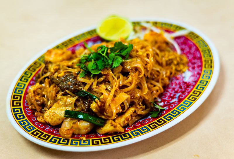 The combo pad Thai at Hot Cafe is a pleasing tangle of noodles with shrimp, calamari and imitation crabmeat. CONTRIBUTED BY HENRI HOLLIS