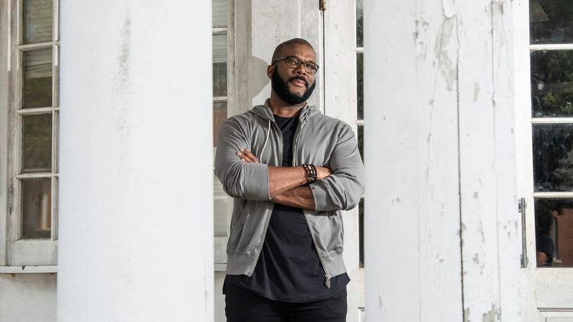 September 26, 2019 Atlanta - Portrait of Tyler Perry in Tyler Perry Studios on Thursday, September 26, 2019. On Oct. 5, Tyler Perry will hold the ceremonial grand opening for his movie studio at Fort McPherson. He bought the land in 2015 and the complex has been up and running for a couple years. (Hyosub Shin / Hyosub.Shin@ajc.com)