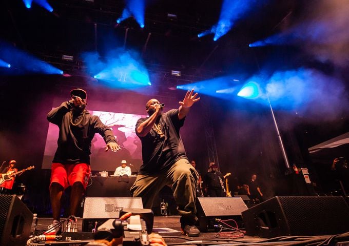 Killer Mike joined Atlanta rap icon Big Boi as he played the final show of the "Big Night Out" concert series at Centennial Olympic Park on Oct. 25, 2020.