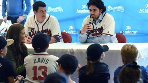 All the young dudes: Matt Wisler and Dansby Swanson. (Hyosub Shin/AJC)
