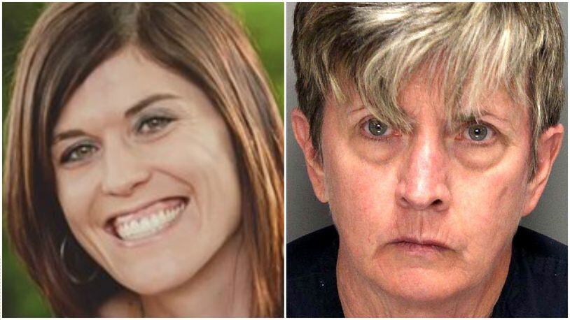 Jenna Wall, left, a kindergarten teacher and mother of two, was fatally shot inside her family’s west Cobb home on June 23, 2016. At right, booking photo of Elizabeth Wall, charged with murder in her daughter-in-law's death.