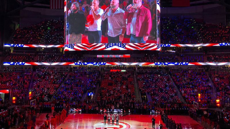 The scene from the home opener at State Farm Arena.