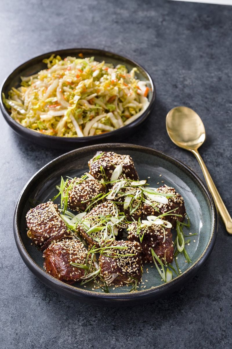 Korean Steak Tips with Napa Cabbage Slaw from “America’s Test Kitchen Air Fryer Perfection.” CONTRIBUTED BY AMERICA’S TEST KITCHEN