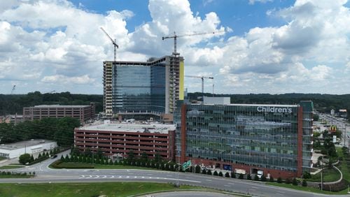 August 30, 2022 Atlanta - Aerial photography shows construction site of Children's Healthcare of Atlanta’s North Druid Hills campus on Tuesday, August 30, 2022. (Hyosub Shin / Hyosub.Shin@ajc.com)