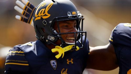 BERKELEY, CA - SEPTEMBER 09:  Demetris Robertson #8 of the California Golden Bears smiles after scoring a touchdown against the Weber State Wildcats at California Memorial Stadium on September 9, 2017 in Berkeley, California.  (Photo by Ezra Shaw/Getty Images)