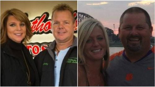 Tammy and Anthony Reece (left) and Melissa and Arthur McMahan (right), all of Kentucky, were killed when their boat overturned Friday night on Lake Lanier.