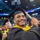Siva Thota moves his tassel after receiving his Master’s Degree from the College of Computing from Georgia Tech at McCamish Pavilion on Saturday, May 4, 2024.  (Jenni Girtman for The Atlanta Journal-Constitution)