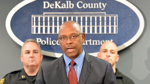 Deputy Chief Operating Officer Cedric Alexander speaks during a press conference at DeKalb County Police Department Headquarters in Tucker on Thursday, April 10, 2014. Thanks to a tip from a citizen, DeKalb County police have identified a suspect in the hit-and-run death of a 2-year-old boy. Concepcion Cruz, 57, a resident alien from El Salvador, is the man police are searching for, DeKalb Police Chief Cedric Alexander said Thursday. HYOSUB SHIN / HSHIN@AJC.COM