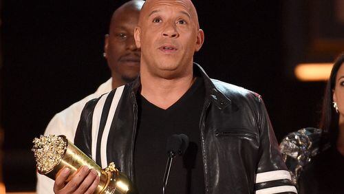Actor Vin Diesel accepts the Generation Award during the 2017 MTV Movie & TV Awards at The Shrine Auditorium on May 7, 2017 in Los Angeles. Photo by Kevork Djansezian/Getty Images, via MTV