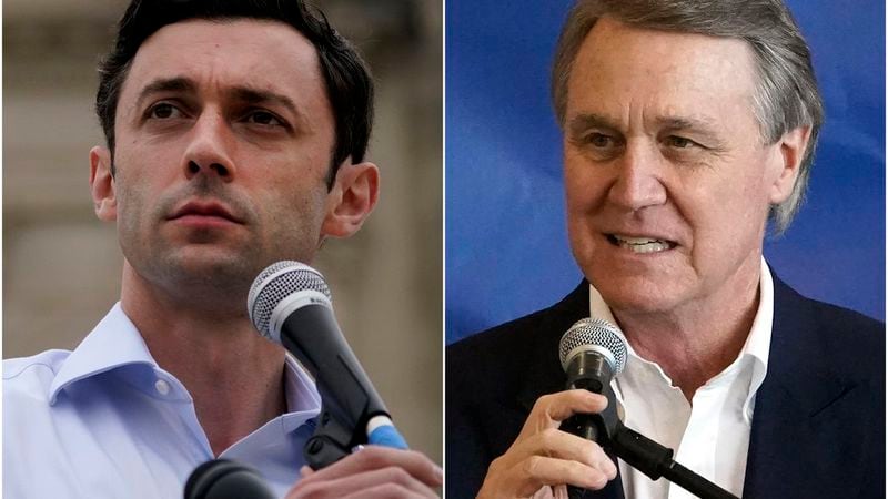 Incumbent Sen. David Perdue, right, and Republican groups have accused Democrat Jon Ossoff, left, of accepting money from China’s communist government. The money in question was $5,000 in broadcast licensing fees received by Ossoff's filmmaking firm from a Hong Kong media company.