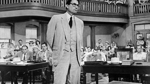 Gregory Peck in his Academy Award-winning role as Atticus Finch in the 1962 film version of “To Kill a Mockingbird.” The heroic attorney fought for justice in a time before cell phones and apps. AP Photo/Universal, File